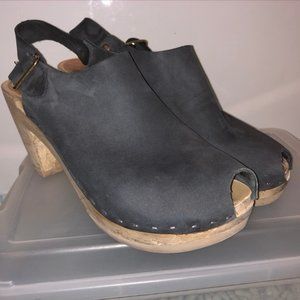 BRYR CLOGS - SUZIE PEEP TOE - CHARCOAL GREY - 9 39